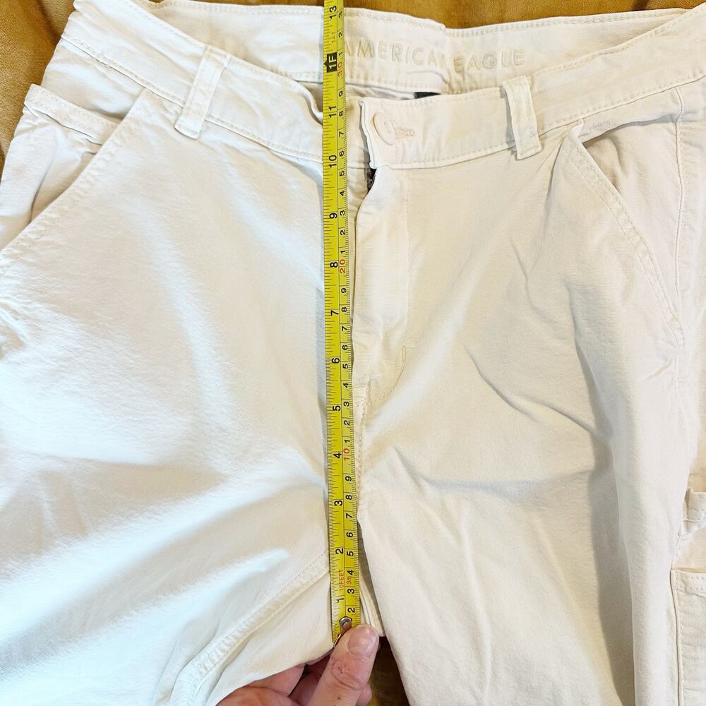 American Eagle High Rise Straight White Chino Carpenter Pants sz 8 - Picture 10 of 11